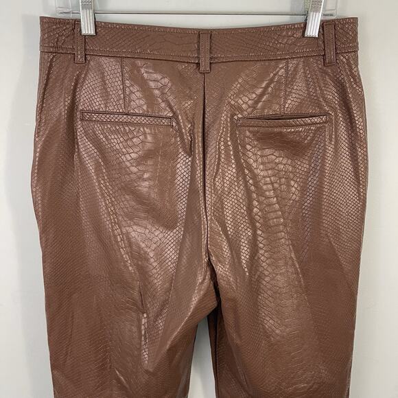 Aritzia Babaton Command Faux Leather Pants Size 12 Brown Python - Picture 8 of 16